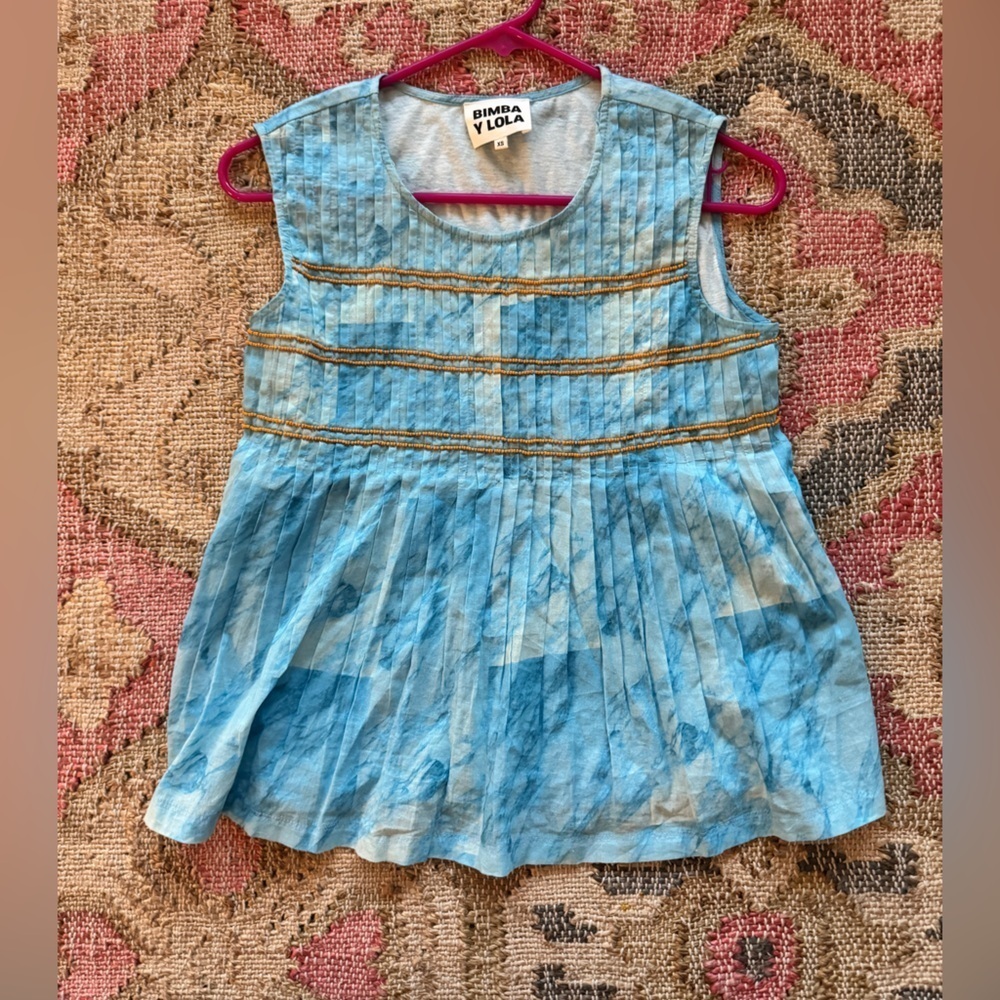 Bimba Y Lola Turquoise Beaded Sleeveless Top, blue and orange, XS